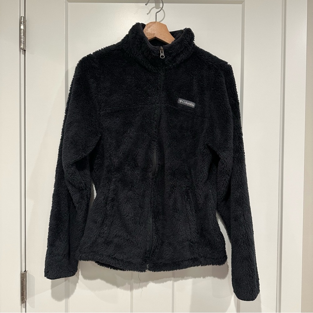 NWOT Columbia Fleece Fuzzy Teddy Zip High Collar Warm Jacket Black Size Small S